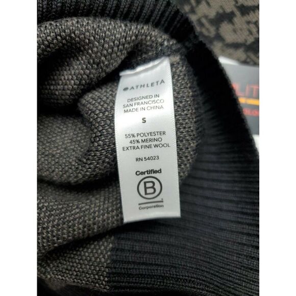 EXCELLENT CONDITION SMALL ATHLETA JACQUARD FLORAL OMBRÉ MERINO WOOL CREW SWEATER - Picture 6 of 8